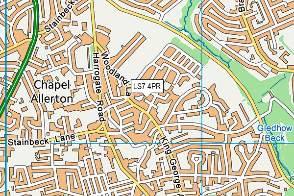 LS7 4PR map - OS VectorMap District (Ordnance Survey) LS7 4PR map - OS VectorMap District (Ordnance Survey)