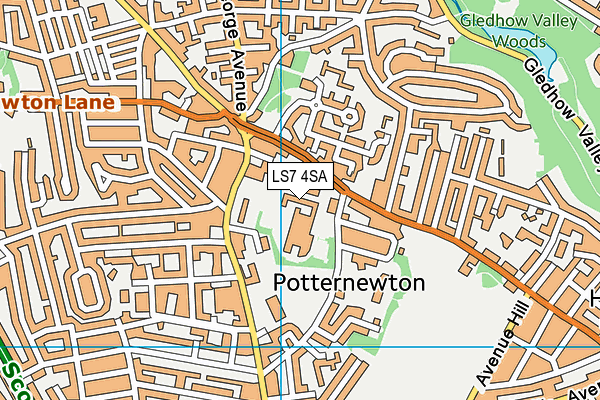 LS7 4SA map - OS VectorMap District (Ordnance Survey) LS7 4SA map - OS VectorMap District (Ordnance Survey)