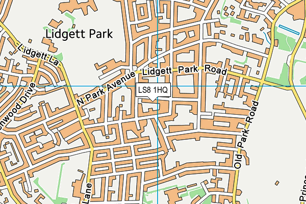 LS8 1HQ map - OS VectorMap District (Ordnance Survey)