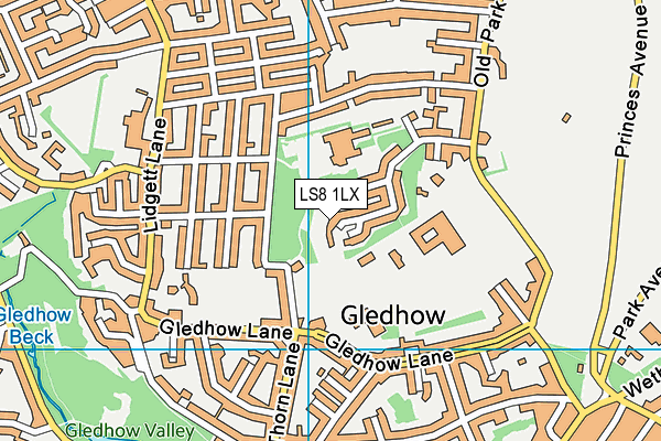 LS8 1LX map - OS VectorMap District (Ordnance Survey) LS8 1LX map - OS VectorMap District (Ordnance Survey)