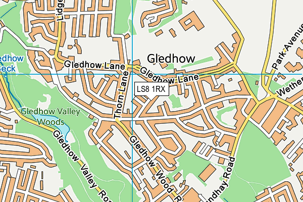 LS8 1RX map - OS VectorMap District (Ordnance Survey) LS8 1RX map - OS VectorMap District (Ordnance Survey)