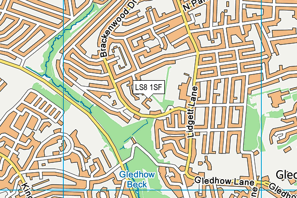 LS8 1SF map - OS VectorMap District (Ordnance Survey) LS8 1SF map - OS VectorMap District (Ordnance Survey)