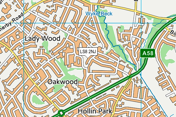 LS8 2NJ map - OS VectorMap District (Ordnance Survey) LS8 2NJ map - OS VectorMap District (Ordnance Survey)