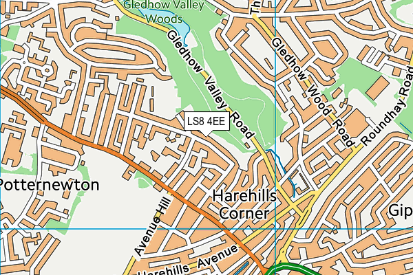 LS8 4EE map - OS VectorMap District (Ordnance Survey) LS8 4EE map - OS VectorMap District (Ordnance Survey)