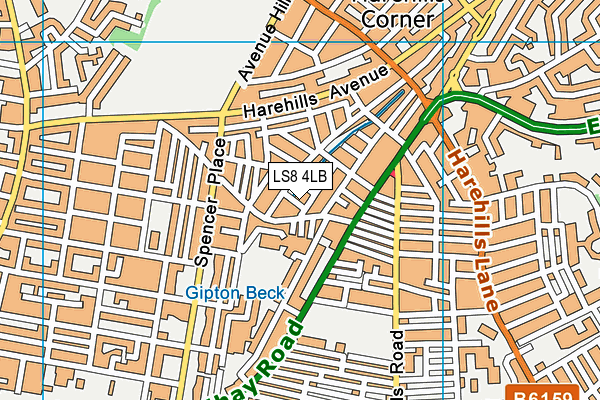 LS8 4LB map - OS VectorMap District (Ordnance Survey) LS8 4LB map - OS VectorMap District (Ordnance Survey)