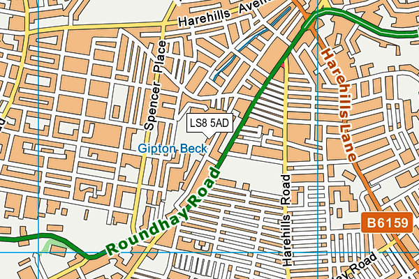LS8 5AD map - OS VectorMap District (Ordnance Survey)