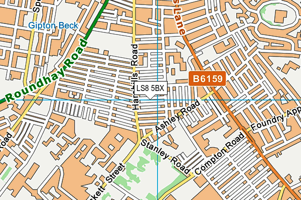 LS8 5BX map - OS VectorMap District (Ordnance Survey) LS8 5BX map - OS VectorMap District (Ordnance Survey)