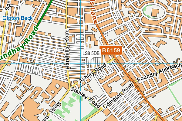 LS8 5DB map - OS VectorMap District (Ordnance Survey) LS8 5DB map - OS VectorMap District (Ordnance Survey)