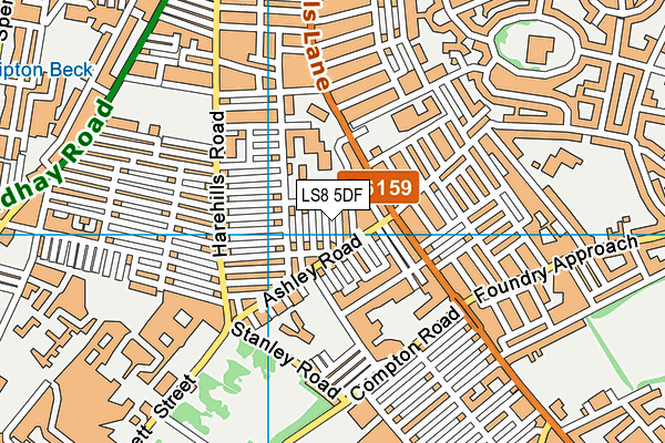 LS8 5DF map - OS VectorMap District (Ordnance Survey) LS8 5DF map - OS VectorMap District (Ordnance Survey)