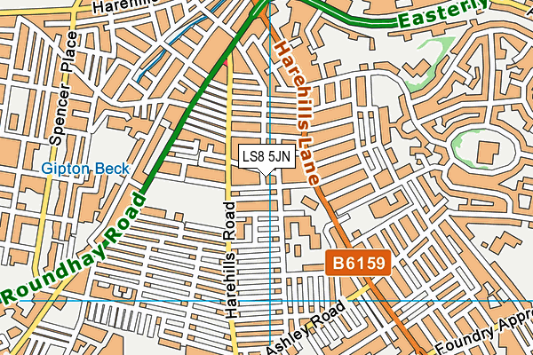 LS8 5JN map - OS VectorMap District (Ordnance Survey) LS8 5JN map - OS VectorMap District (Ordnance Survey)