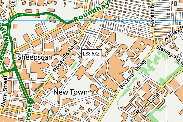 LS8 5XZ map - OS VectorMap District (Ordnance Survey) LS8 5XZ map - OS VectorMap District (Ordnance Survey)