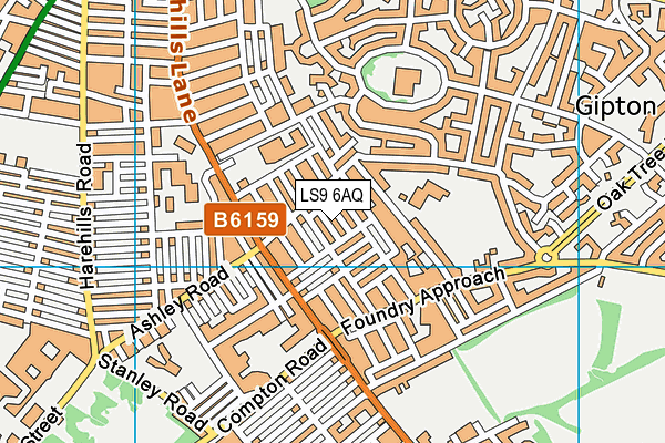 LS9 6AQ map - OS VectorMap District (Ordnance Survey) LS9 6AQ map - OS VectorMap District (Ordnance Survey)