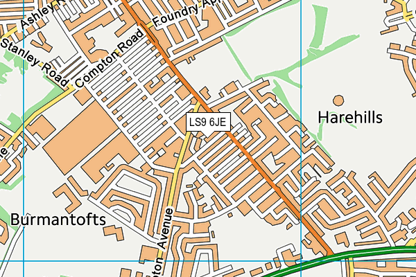 LS9 6JE map - OS VectorMap District (Ordnance Survey) LS9 6JE map - OS VectorMap District (Ordnance Survey)