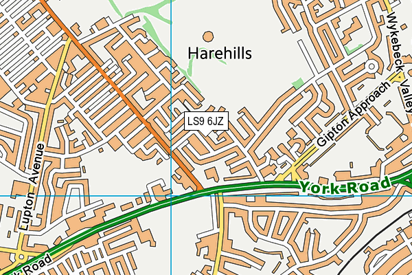 LS9 6JZ map - OS VectorMap District (Ordnance Survey)