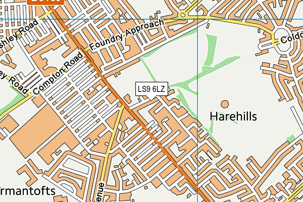 LS9 6LZ map - OS VectorMap District (Ordnance Survey)