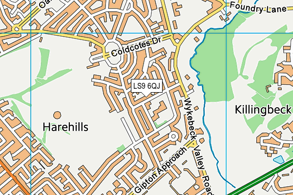 LS9 6QJ map - OS VectorMap District (Ordnance Survey) LS9 6QJ map - OS VectorMap District (Ordnance Survey)