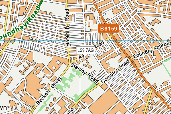 LS9 7AG map - OS VectorMap District (Ordnance Survey) LS9 7AG map - OS VectorMap District (Ordnance Survey)