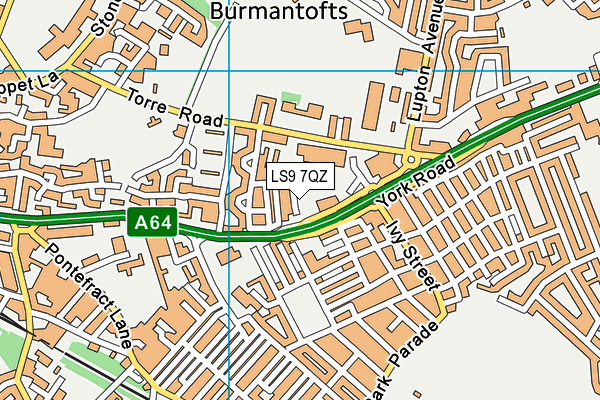 LS9 7QZ map - OS VectorMap District (Ordnance Survey)