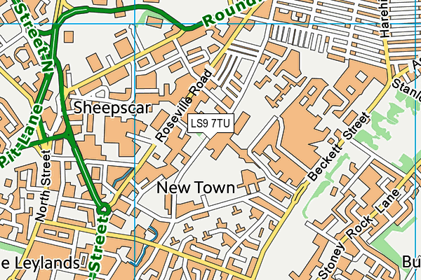 LS9 7TU map - OS VectorMap District (Ordnance Survey) LS9 7TU map - OS VectorMap District (Ordnance Survey)