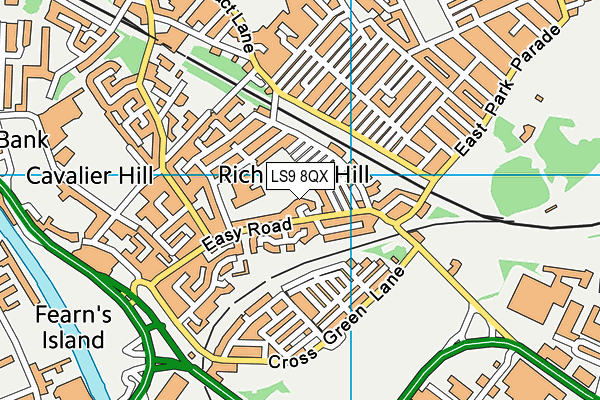 LS9 8QX map - OS VectorMap District (Ordnance Survey) LS9 8QX map - OS VectorMap District (Ordnance Survey)