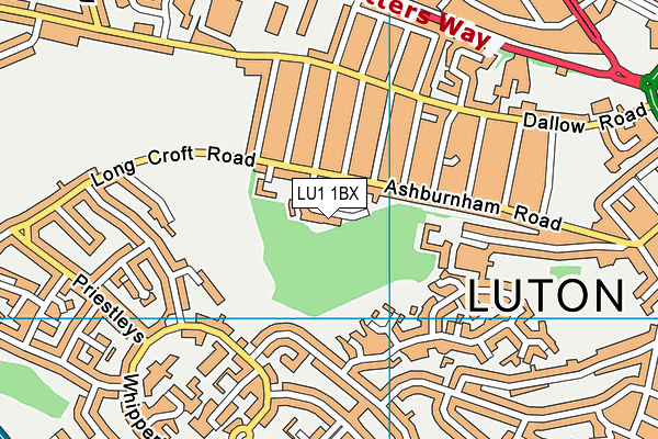LU1 1BX map - OS VectorMap District (Ordnance Survey) LU1 1BX map - OS VectorMap District (Ordnance Survey)