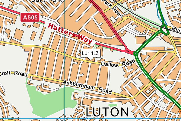 LU1 1LZ map - OS VectorMap District (Ordnance Survey)