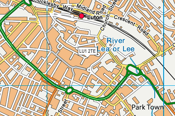 LU1 2TE map - OS VectorMap District (Ordnance Survey) LU1 2TE map - OS VectorMap District (Ordnance Survey)