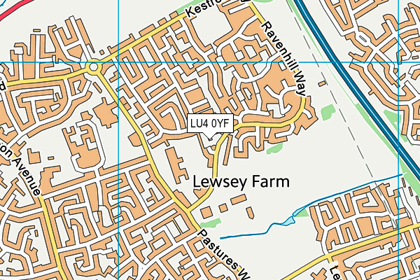 LU4 0YF map - OS VectorMap District (Ordnance Survey) LU4 0YF map - OS VectorMap District (Ordnance Survey)