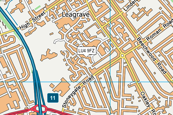 LU4 9FZ map - OS VectorMap District (Ordnance Survey) LU4 9FZ map - OS VectorMap District (Ordnance Survey)