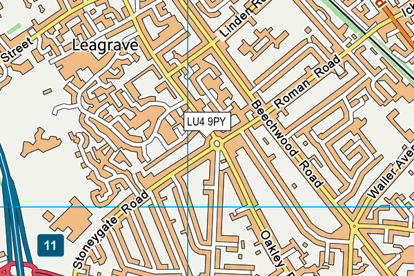 LU4 9PY map - OS VectorMap District (Ordnance Survey) LU4 9PY map - OS VectorMap District (Ordnance Survey)