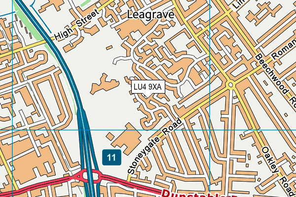 LU4 9XA map - OS VectorMap District (Ordnance Survey) LU4 9XA map - OS VectorMap District (Ordnance Survey)