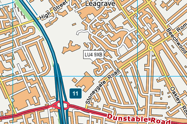 LU4 9XB map - OS VectorMap District (Ordnance Survey) LU4 9XB map - OS VectorMap District (Ordnance Survey)