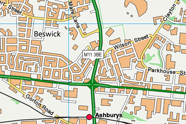 M11 3BE map - OS VectorMap District (Ordnance Survey)