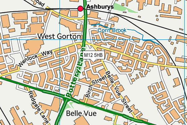 M12 5HB map - OS VectorMap District (Ordnance Survey)