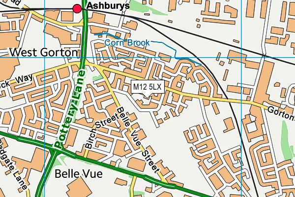 M12 5LX map - OS VectorMap District (Ordnance Survey)