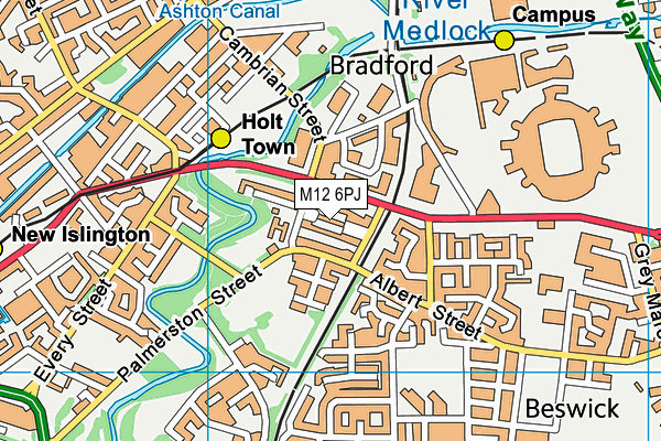 M12 6PJ map - OS VectorMap District (Ordnance Survey)