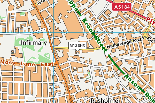 M13 0HX map - OS VectorMap District (Ordnance Survey) M13 0HX map - OS VectorMap District (Ordnance Survey)