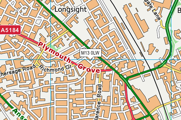 M13 0LW map - OS VectorMap District (Ordnance Survey) M13 0LW map - OS VectorMap District (Ordnance Survey)
