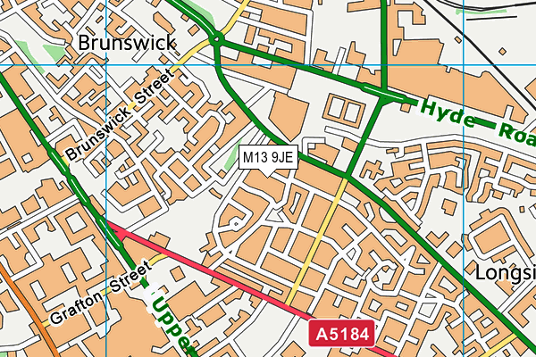 M13 9JE map - OS VectorMap District (Ordnance Survey)