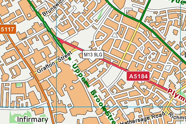 M13 9LG map - OS VectorMap District (Ordnance Survey) M13 9LG map - OS VectorMap District (Ordnance Survey)