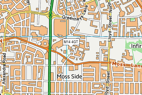 M14 4GT map - OS VectorMap District (Ordnance Survey) M14 4GT map - OS VectorMap District (Ordnance Survey)