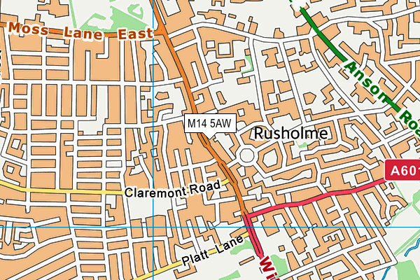M14 5AW map - OS VectorMap District (Ordnance Survey) M14 5AW map - OS VectorMap District (Ordnance Survey)