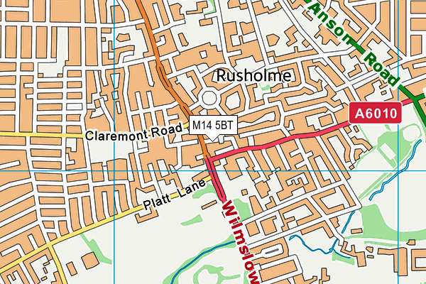 M14 5BT map - OS VectorMap District (Ordnance Survey)