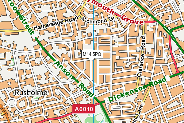 M14 5PQ map - OS VectorMap District (Ordnance Survey)