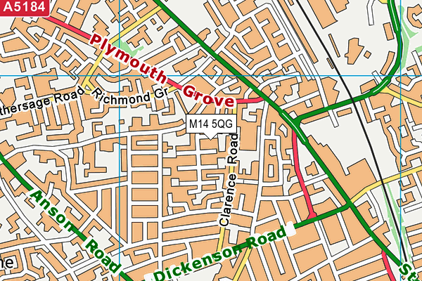 M14 5QG map - OS VectorMap District (Ordnance Survey) M14 5QG map - OS VectorMap District (Ordnance Survey)