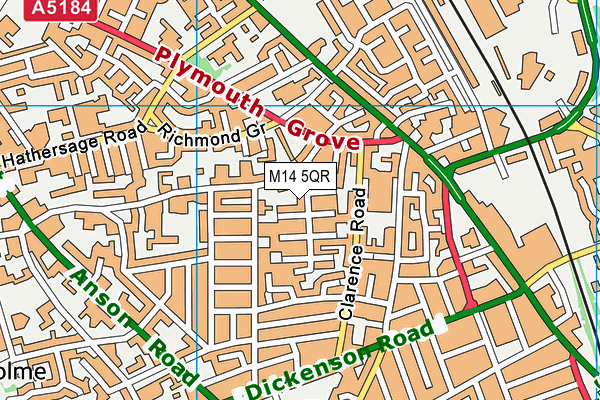 M14 5QR map - OS VectorMap District (Ordnance Survey) M14 5QR map - OS VectorMap District (Ordnance Survey)