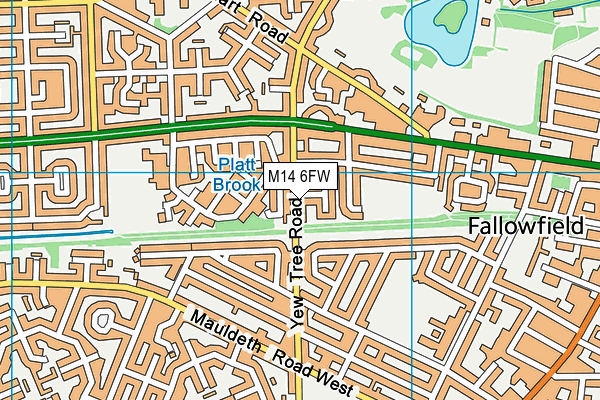 M14 6FW map - OS VectorMap District (Ordnance Survey)