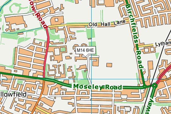 M14 6HE map - OS VectorMap District (Ordnance Survey) M14 6HE map - OS VectorMap District (Ordnance Survey)
