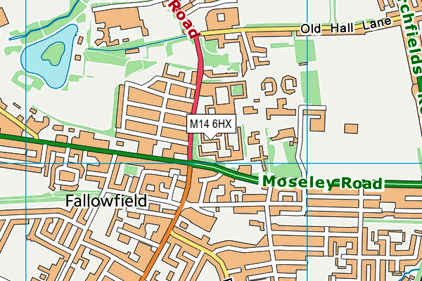 M14 6HX map - OS VectorMap District (Ordnance Survey) M14 6HX map - OS VectorMap District (Ordnance Survey)