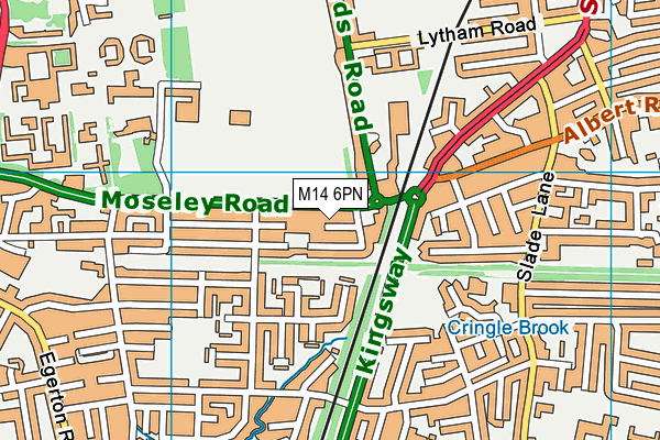 M14 6PN map - OS VectorMap District (Ordnance Survey) M14 6PN map - OS VectorMap District (Ordnance Survey)